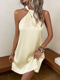 Halter Neck Satin Mini Dress for Women