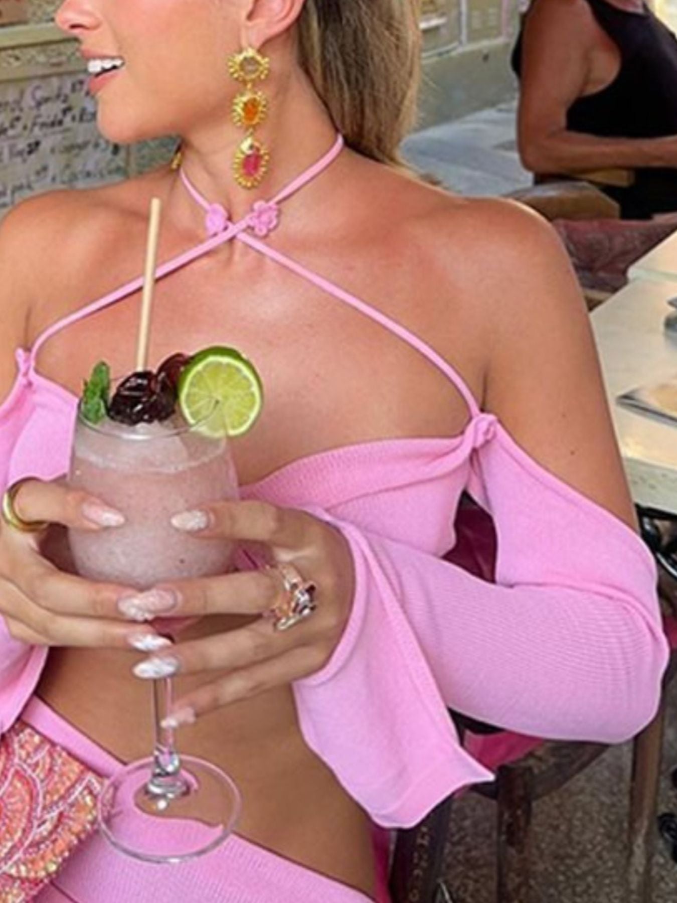 Halter Neck Top and Skirt Set