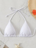 Halter Neck Triangle Swim Top White / XS