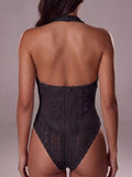 Halter Neck Twisted Front Bodysuit