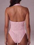 Halter Neck Twisted Front Bodysuit