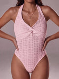 Halter Neck Twisted Front Bodysuit