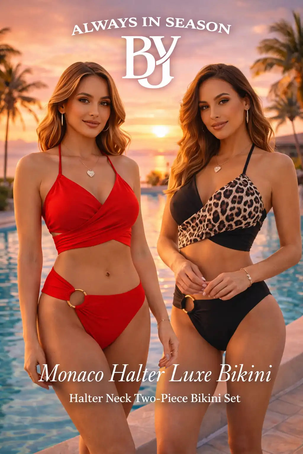 Halter Neck Two Piece Bikini Set