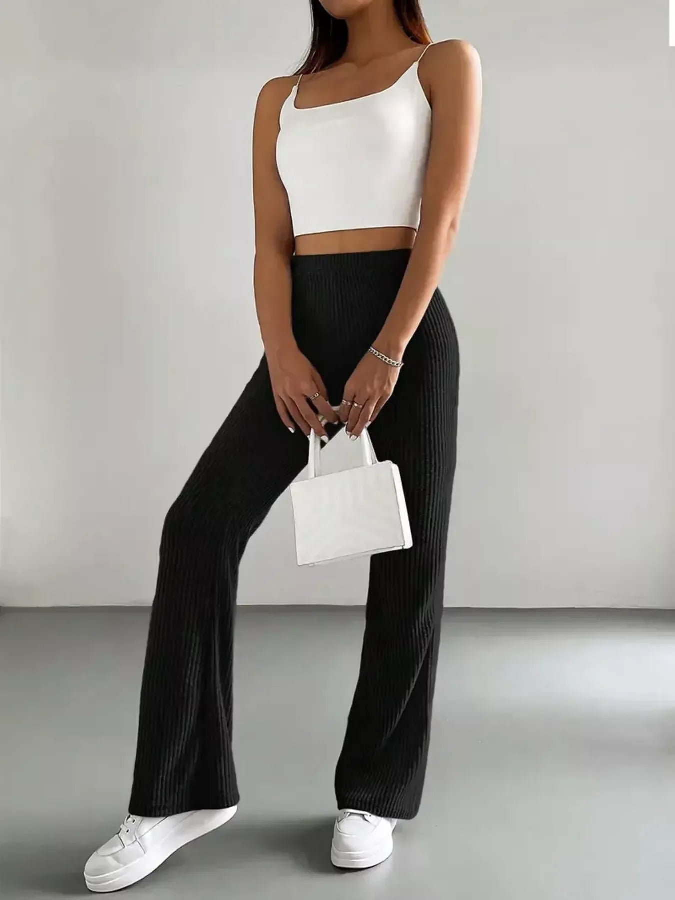 High Waist Flare Pants for Women Black / S