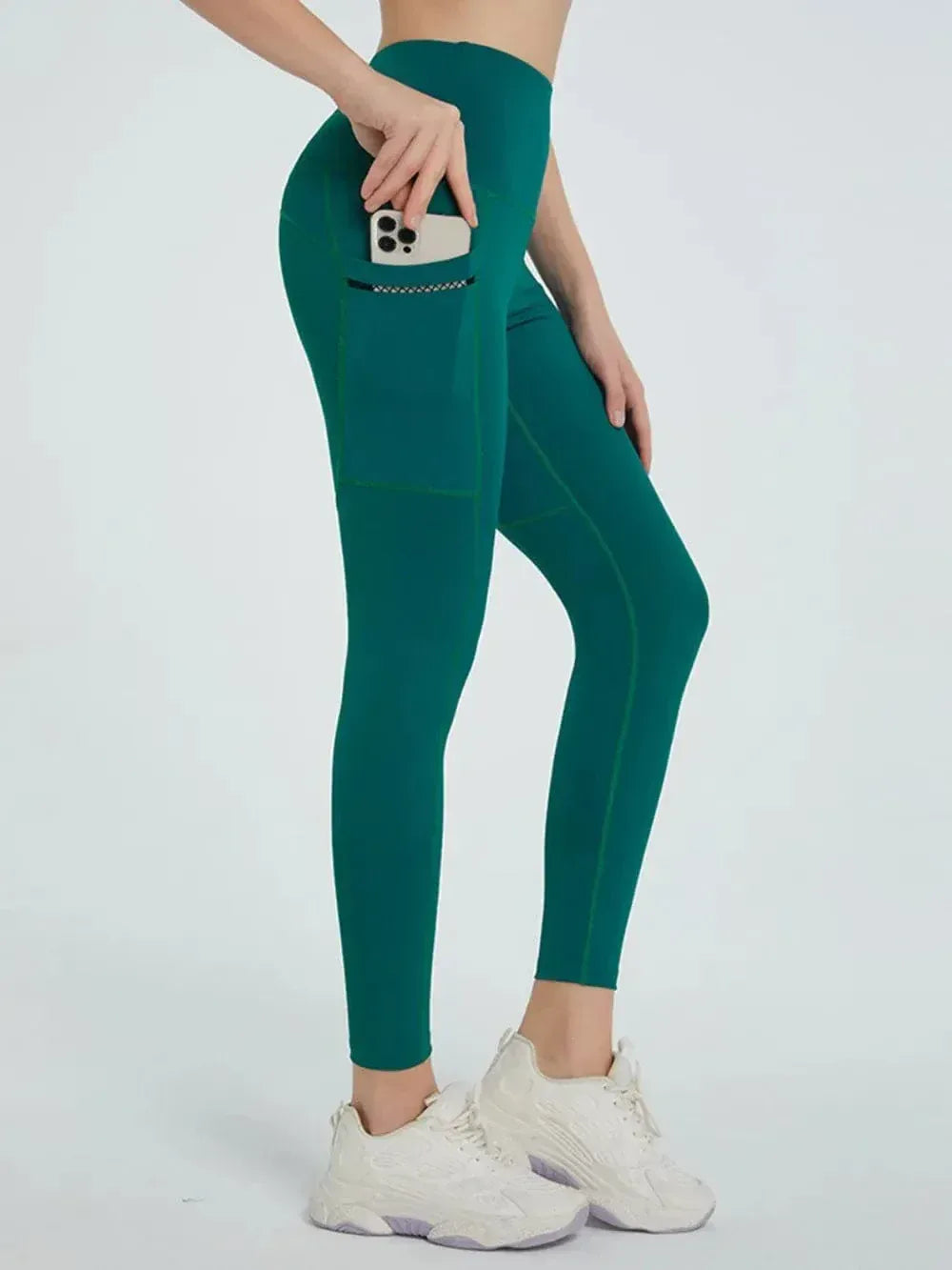 High Waist Leggings for Women Dark Green / S