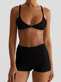 High Waist Shorts Set Black / S