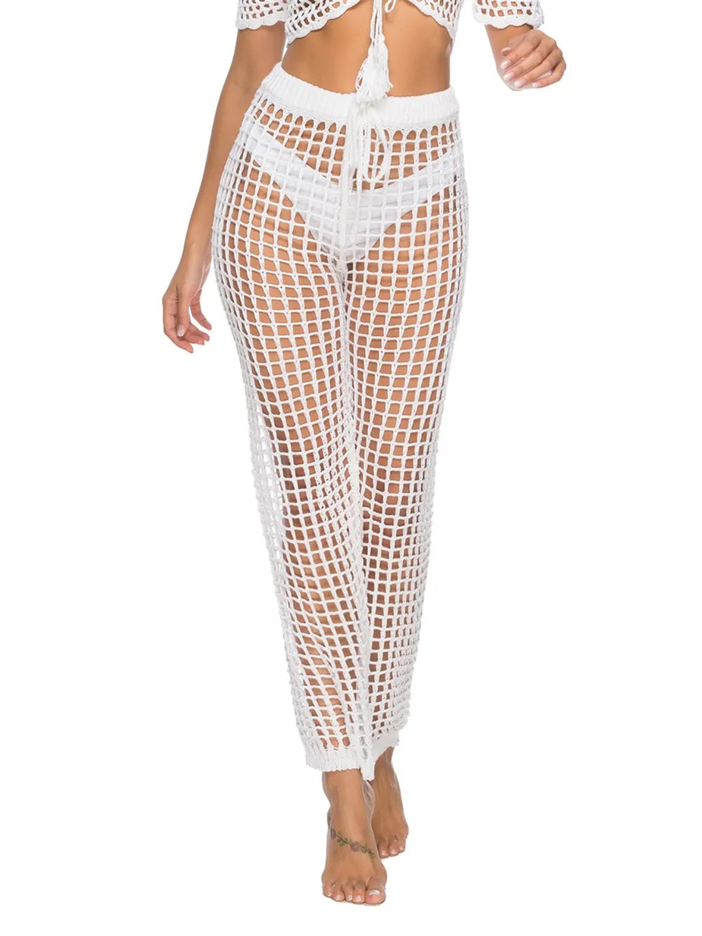 High Waist Cutout Swim Pants White / S