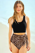 High Waist Two-Tone Tie Bikini Set