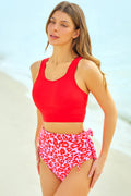 High Waist Two-Tone Tie Bikini Set