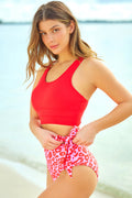 High Waist Two-Tone Tie Bikini Set