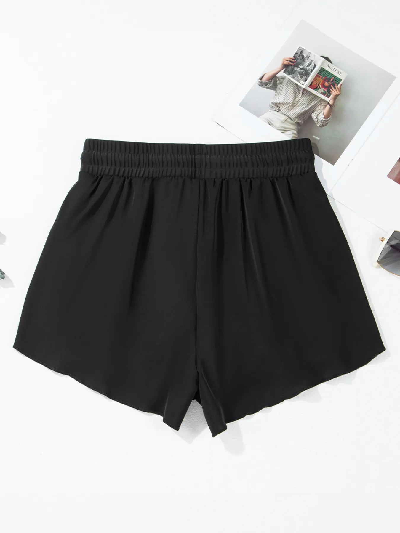 High Waisted Drawstring Swim Shorts