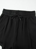 High Waisted Drawstring Swim Shorts