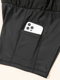 High Waisted Drawstring Swim Shorts