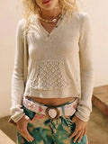 Hooded Knit Top Beige / S