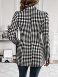 Houndstooth Print Lapel Collar Blazer