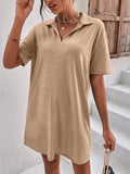 Johnny-Collar Short-Sleeve Polo Dress