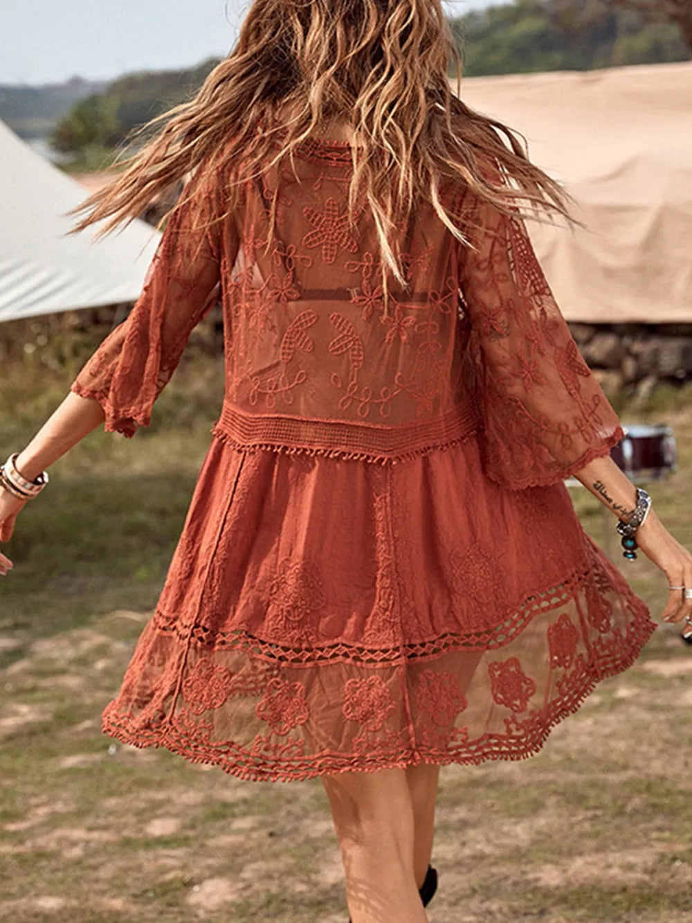 Lace Plunge Cover Up Dress