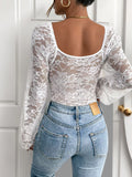 Underwire Plunge Lace Long Sleeve Bodysuit