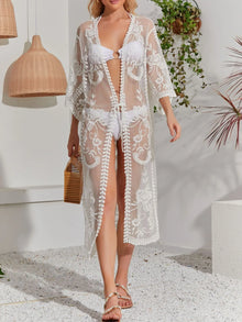 Lace Open Front Longline Cover Up