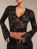 Lace Top for Women Black / S