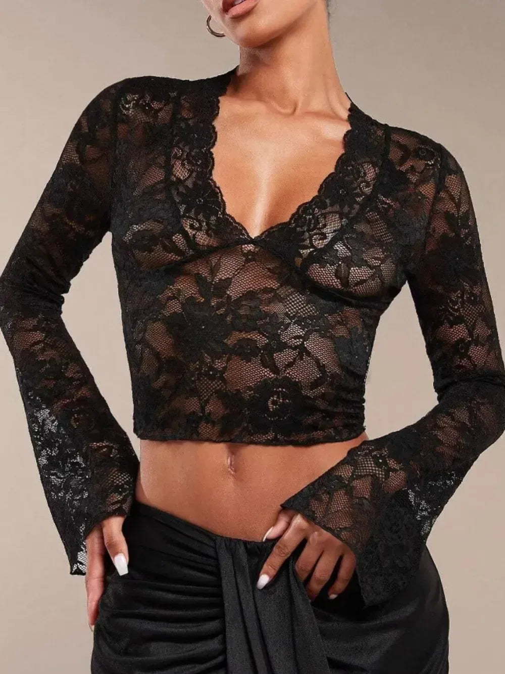 Lace Top for Women Black / S