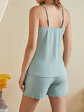 Lace Trim Ribbed Lounge Set for Women