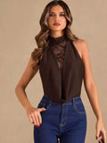 Lace Trim Sleeveless Bodysuit