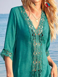 Lace Trim V-Neck Cover-Up