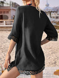 Lace Trim V-Neck Cover-Up
