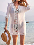 Lace Trim V-Neck Cover-Up