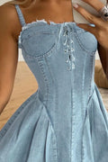 Lace Up Denim Cami Dress