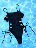 Lace-Up Spaghetti Strap One Piece Swimsuit
