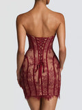 Lace-Up Strapless Bodycon Mini Dress