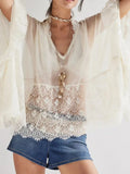Ruffle Long Sleeve Cover Up White / S / Female