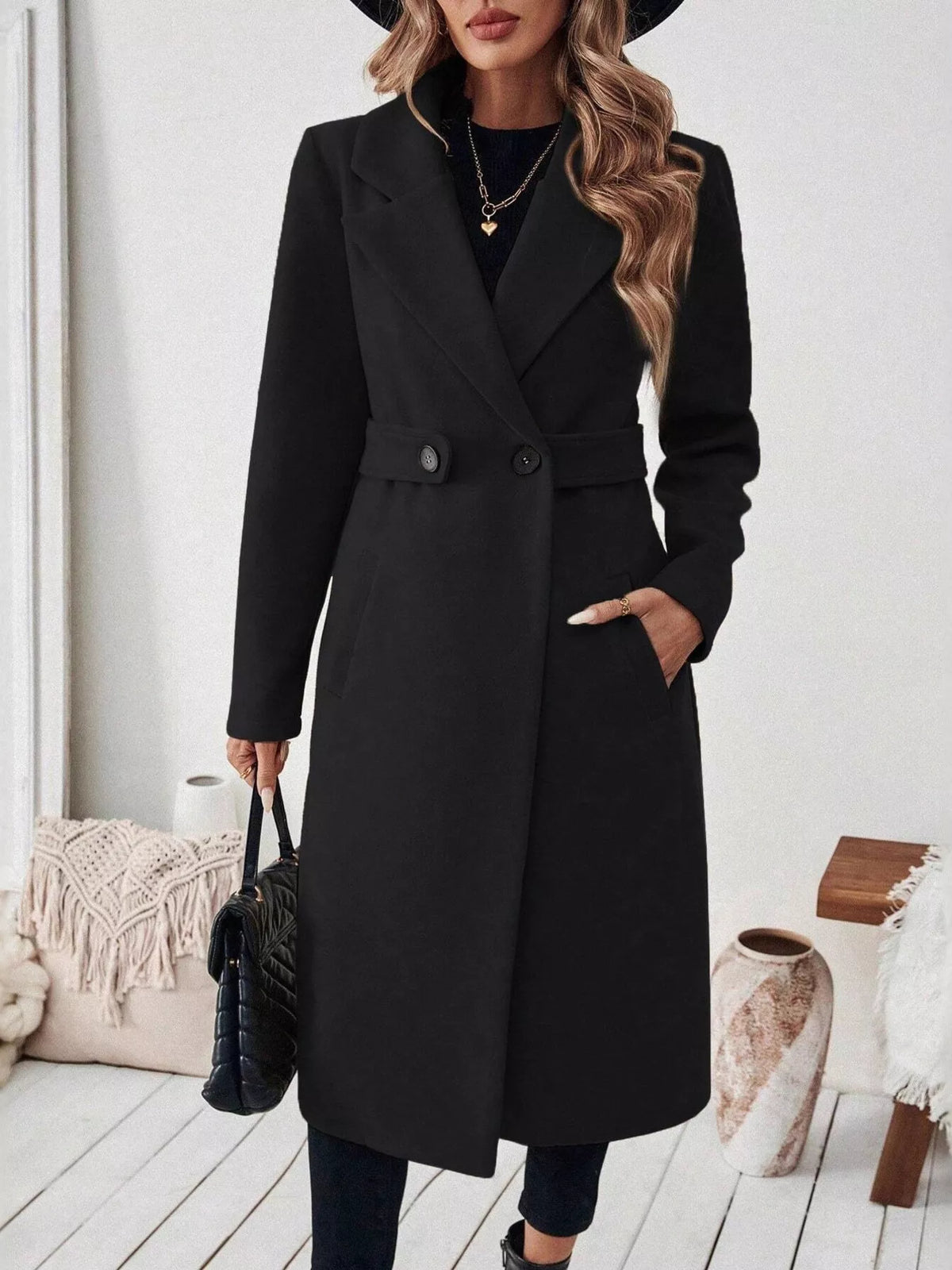 Lapel Collar Longline Coat