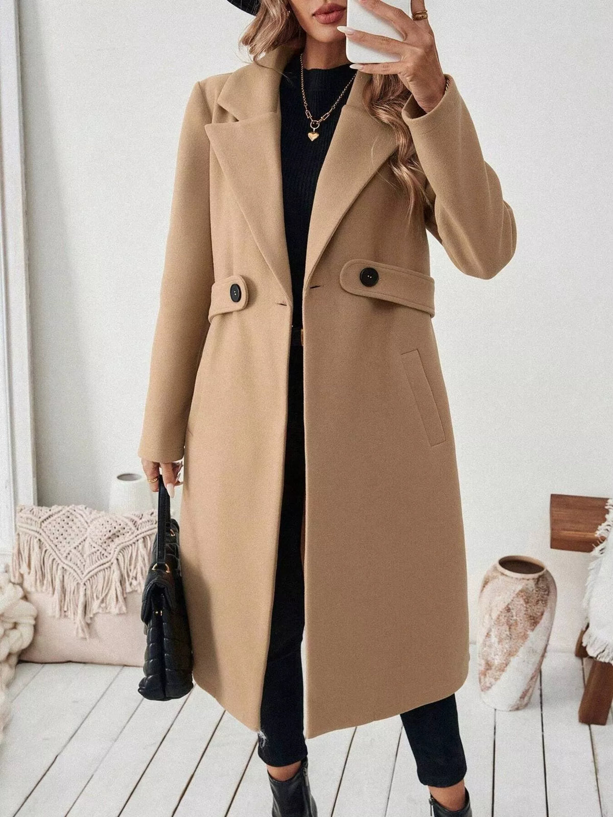 Lapel Collar Longline Coat