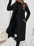Lapel Collar Longline Coat Black / S