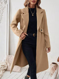 Lapel Collar Longline Coat Camel / S