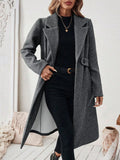 Lapel Collar Longline Coat Dark Gray / S