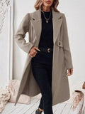 Lapel Collar Longline Coat Khaki / S