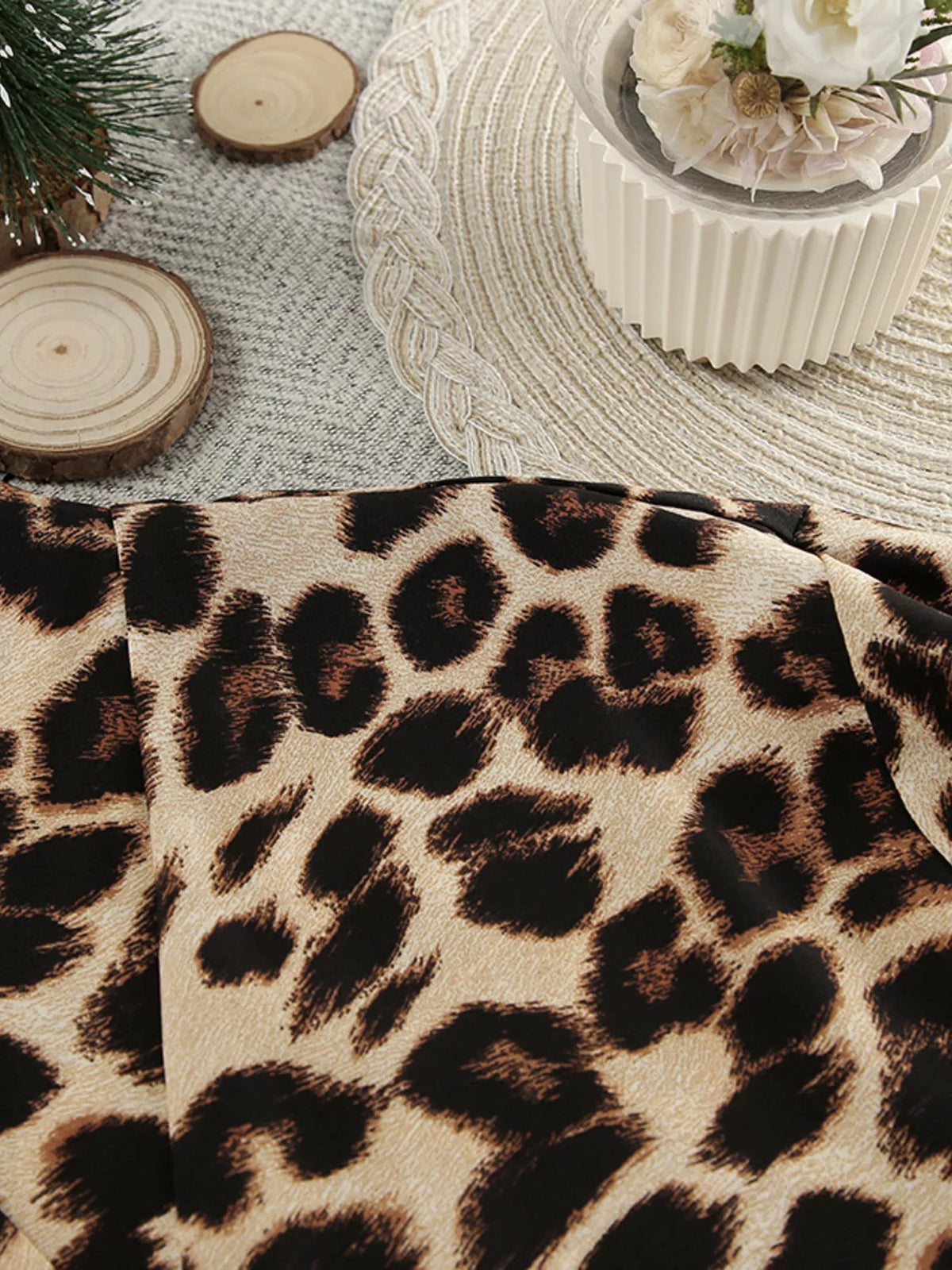 Leopard Cami & Cardigan and Shorts Three-Piece Lounge Set