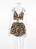 Leopard Cami & Cardigan and Shorts Three-Piece Lounge Set