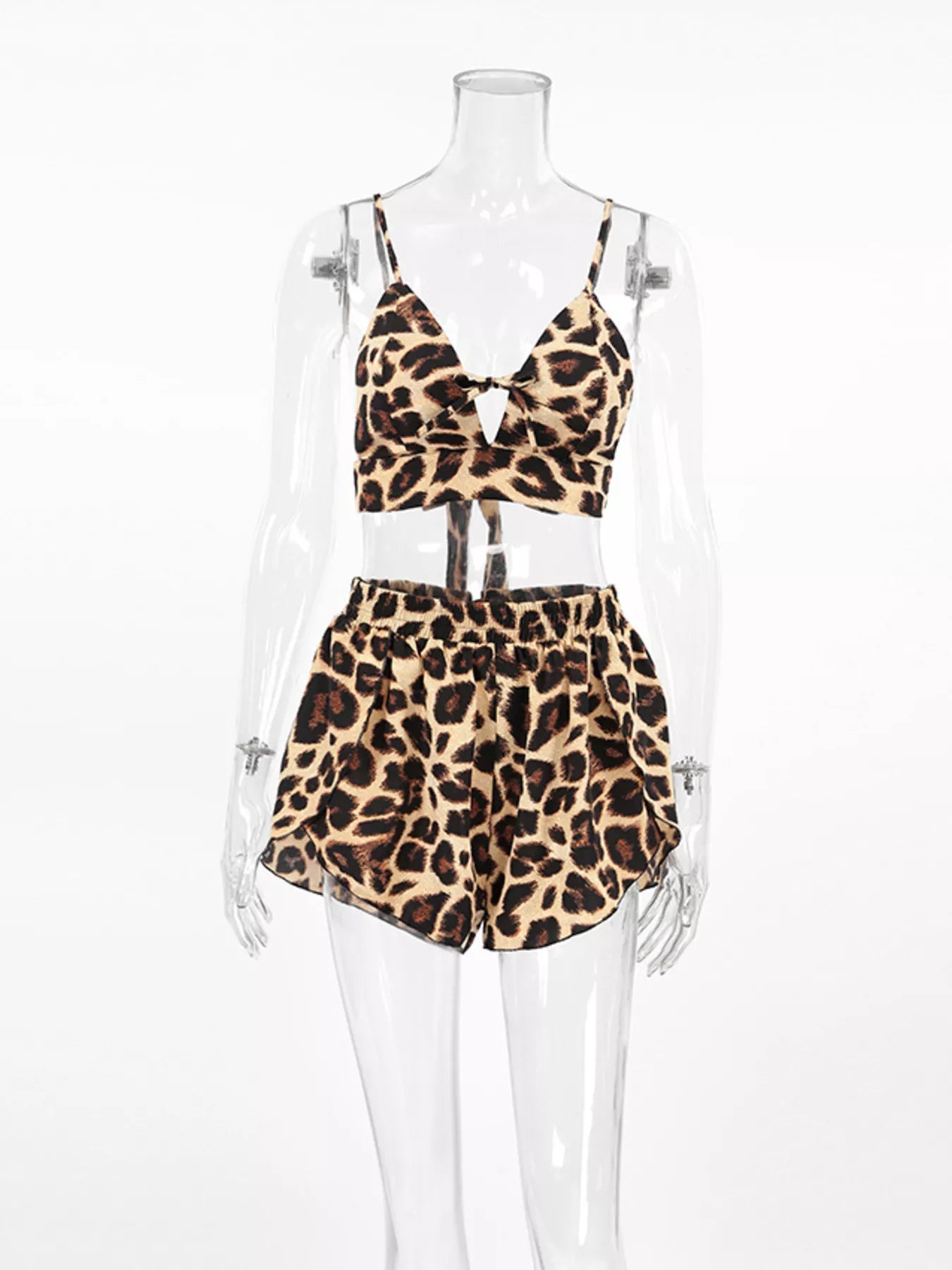 Leopard Cami & Cardigan and Shorts Three-Piece Lounge Set