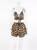 Leopard Cami & Cardigan and Shorts Three-Piece Lounge Set