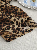 Leopard Cardigan and Wide Leg Pants Lounge Set