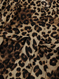 Leopard Cardigan and Wide Leg Pants Lounge Set