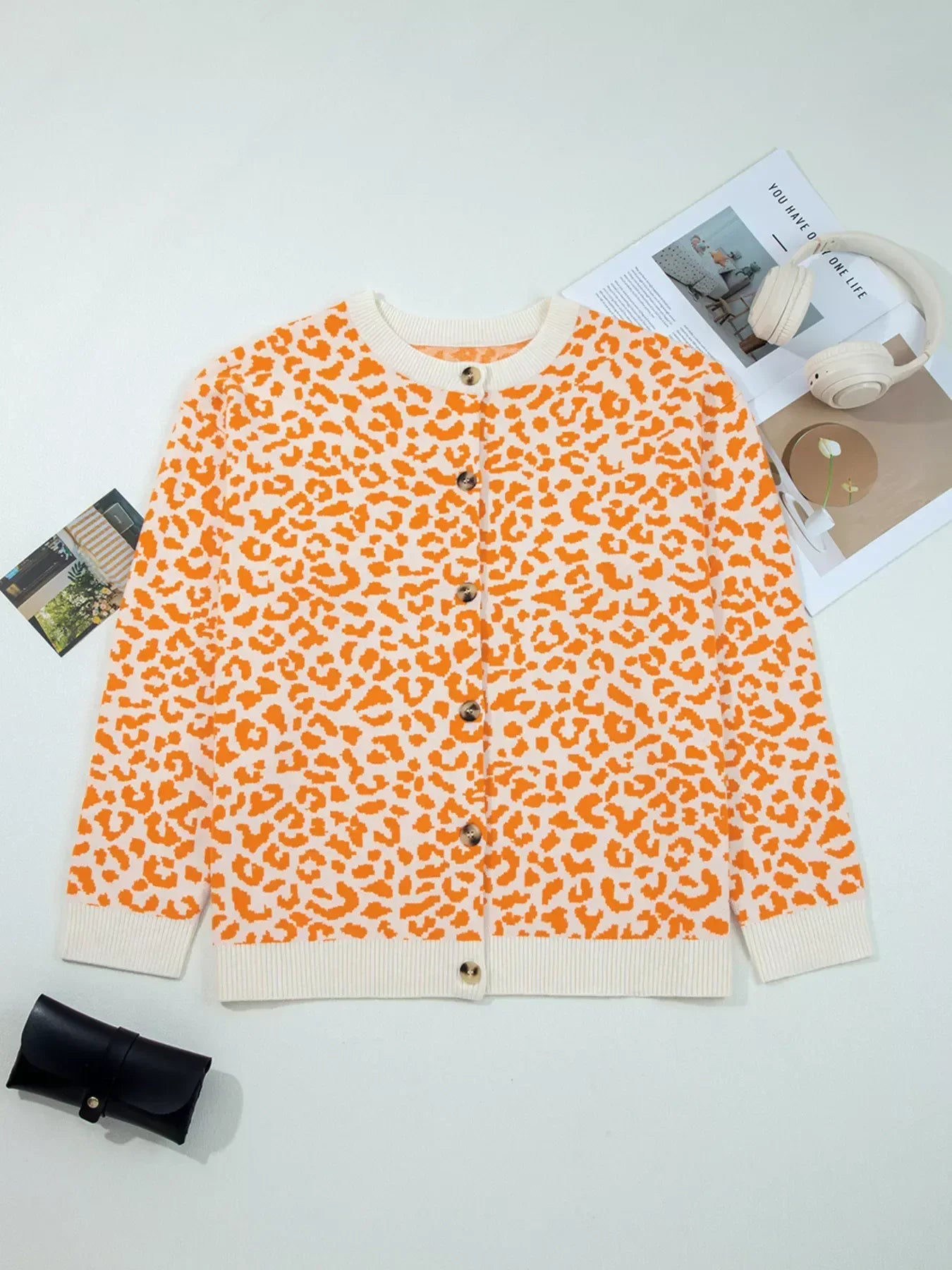 Leopard Chunky Knit Cardigan for Women
