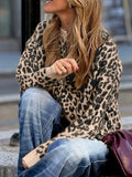 Leopard Chunky Knit Cardigan for Women