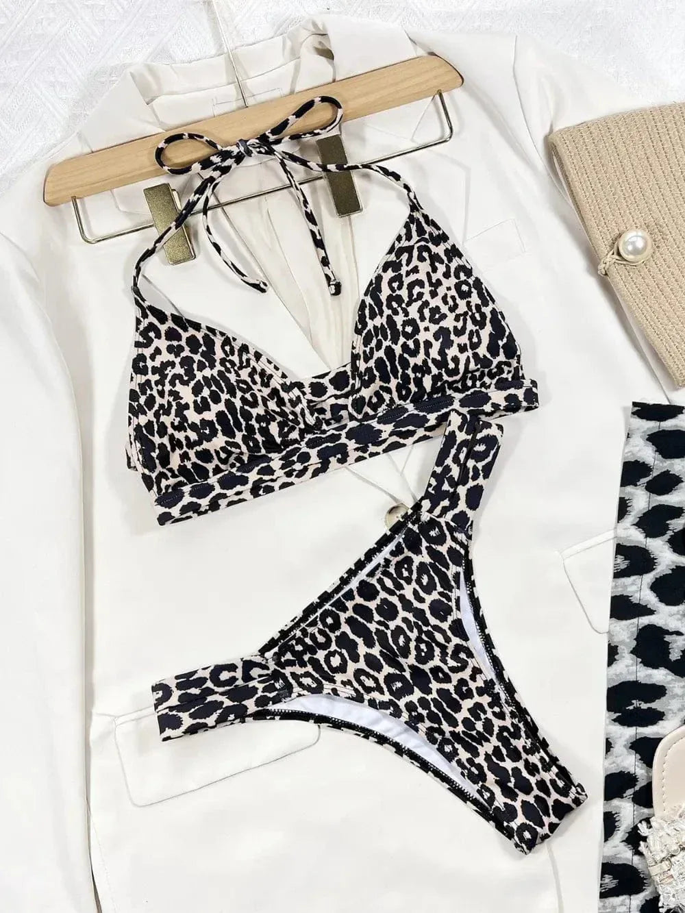 Leopard Cutout Halter Bikini Leopard / S