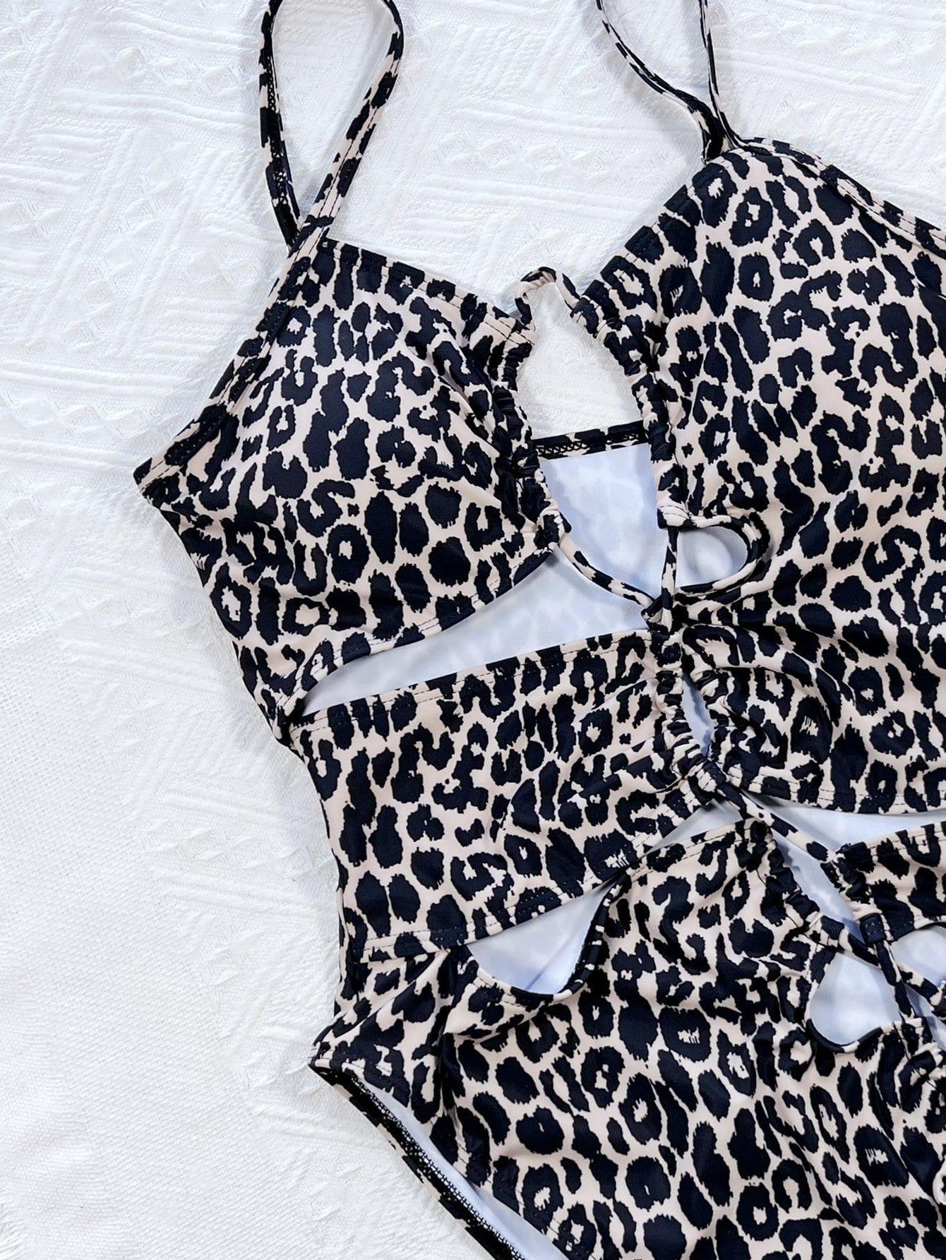 Leopard Cutout One Piece Swimsuit